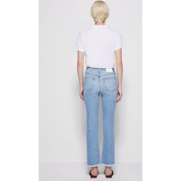 JONATHAN SIMKHAI Straight-Leg Frayed Hem Jean Medium Washed Blue - Picture 8 of 15